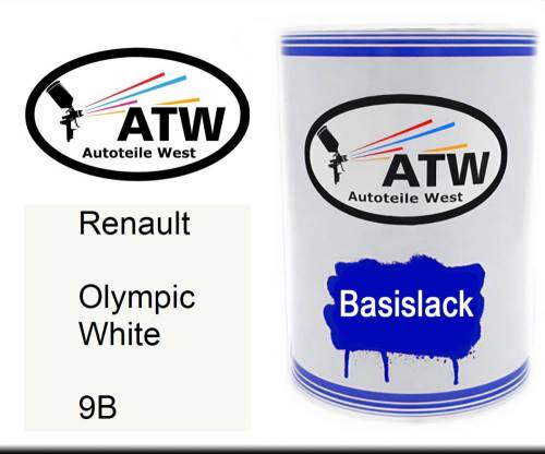 Renault, Olympic White, 9B: 500ml Lackdose, von ATW Autoteile West.